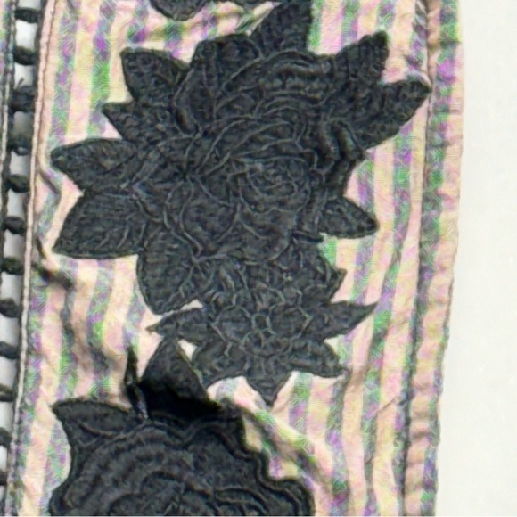 Free People Liya Embroidered top black floral detail deep v neck - Picture 8 of 14